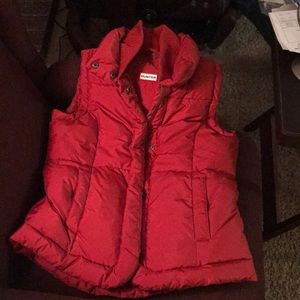 Brick red feather-filled vest (zipper& snaps)